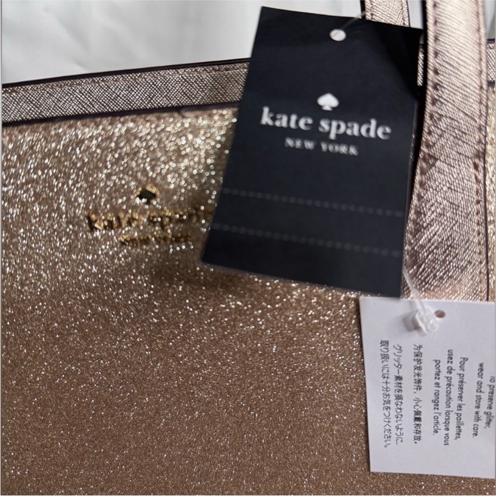 Kate Spade Lrg Gold Glitter Tote Shoulder Bag NWT - Picture 10 of 17